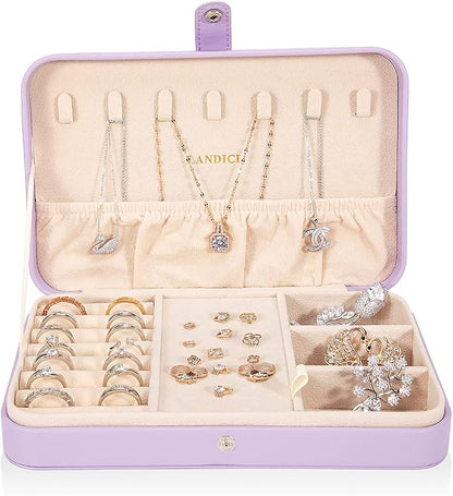 LANDICI Small Jewelry Box for Women Girls, PU Leather Travel Jewelry Case - Image 2