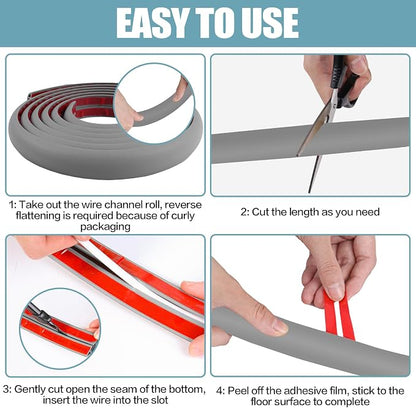 Floor Cord Cover Self Adhesive Cord Hider, 20FT Cable Management, Extension - Image 8