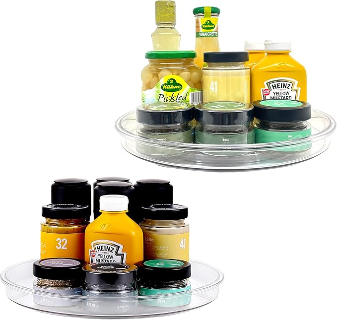 vacane 2 Pack Clear Lazy Susan Organizer Non-Skid, Plastic 11" Lazy Susan by vacane