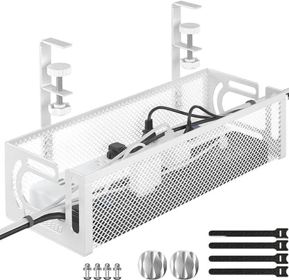 Under Desk Cable Management Tray, 15.7'' No Drill Steel Desk Cable Organizers by BESTFORYOU