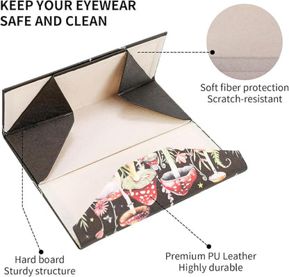 Foldable Glasses Case, Magnetic PU Leahter Sunglasses Case, Cute Hard Shell - Image 4