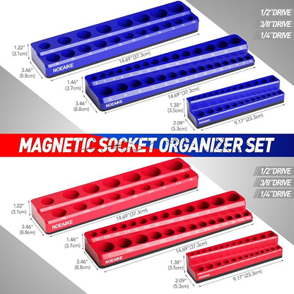 Magnetic Socket Organizer, 1/4 Inch Drive Sockets Holder, Holds 141 - Image 3
