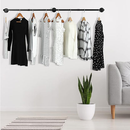 Oroonoko 72inch Industrial Pipe Clothes Rack Wall Mount - Image 3