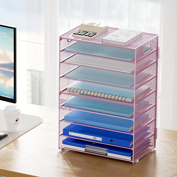 Marbrasse Paper Organizer Letter Tray, 9 Tier Mesh File Organizer - Image 6