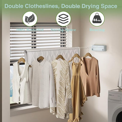 Danpoo Retractable Clothesline, 2x13.8ft 304 Stainless Steel Clothes Line - Image 2