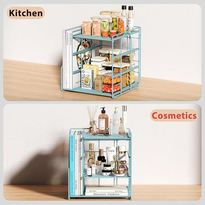 Blue Desk File Organizer and Accessories, 4-Tier Paper Organizer - Image 4