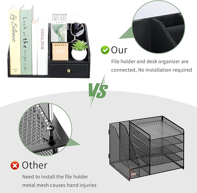 GORESE PU Leather Desk Organizer, File Organizer - Image 4