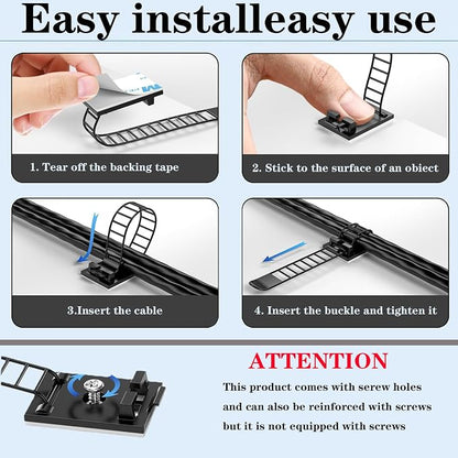 Adjustable 3M Adhesive Cable Management Clips 100Pcs, Large self Adhesive Cable - Image 5
