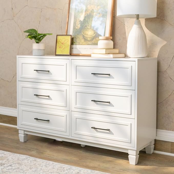 Farmhouse 6 Drawers Dresser for Bedroom, Modern Wide Chest Dressers for Clothes - Image 6