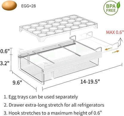 vacane Fridge 28 Egg Drawer Pull Out, Refrigerator Organizer Bins Heavy Duty-L - Image 4