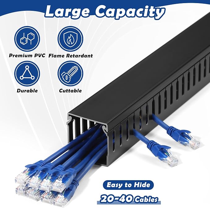 ZhiYo 2x2inCable Raceway, 6.6ft Server Rack Cable Management Under Desk Cord - Image 3