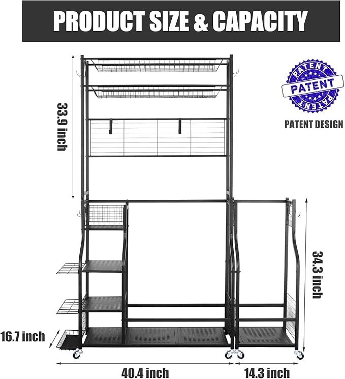 Mythinglogic Golf Bag Storage Garage Organizer, 2 Golf Bags Storage Stand and - Image 7
