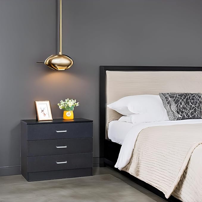 Karl home 3 Drawer Dresser, Modern Storage Chest of Drawers, Wood Bedside Table - Image 6