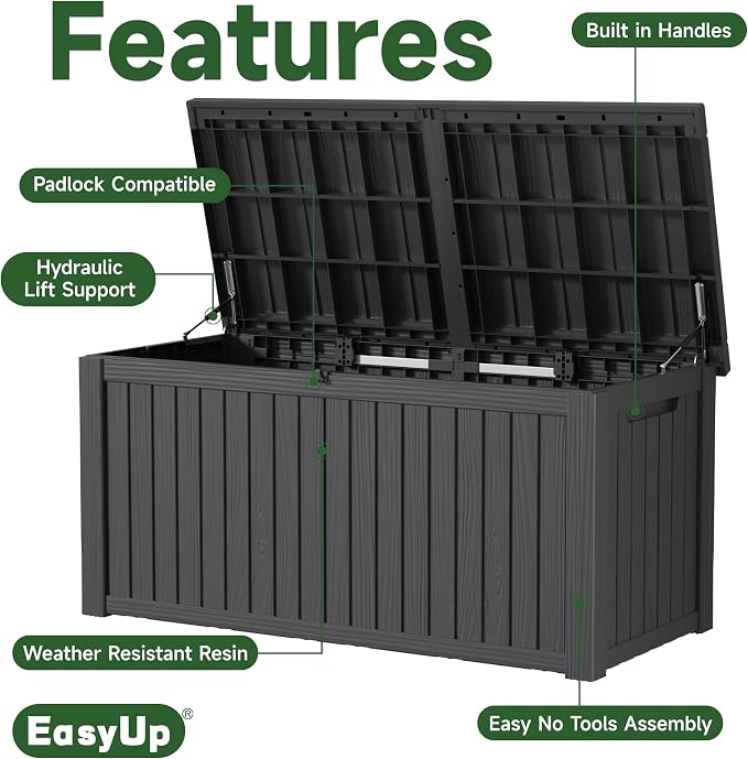 180 Gallon Deck Box, Resin Outdoor Storage Box - Image 3