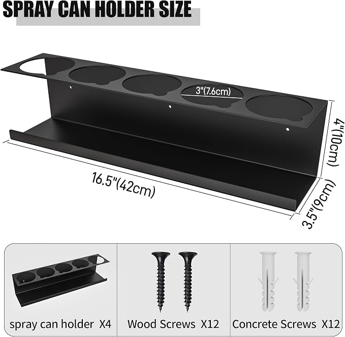 4 Pack Wall-Mounted Spray Bottle Holder, Aerosol Spray Can Holder Storage Rack - Image 2