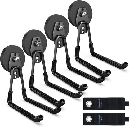 3-H Heavy Duty Magnet Garage Hooks 4 Pack, Extra Large Strong Magnetic Hooks by 3-H