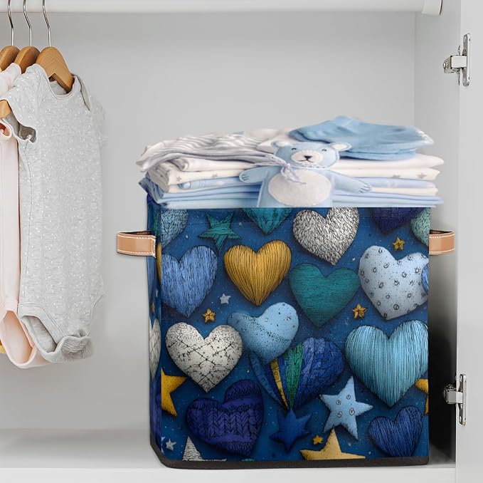 TropicalLife 13x13x13 Inch Large Fabric Storage Cube Vintage Valentine's Day - Image 2