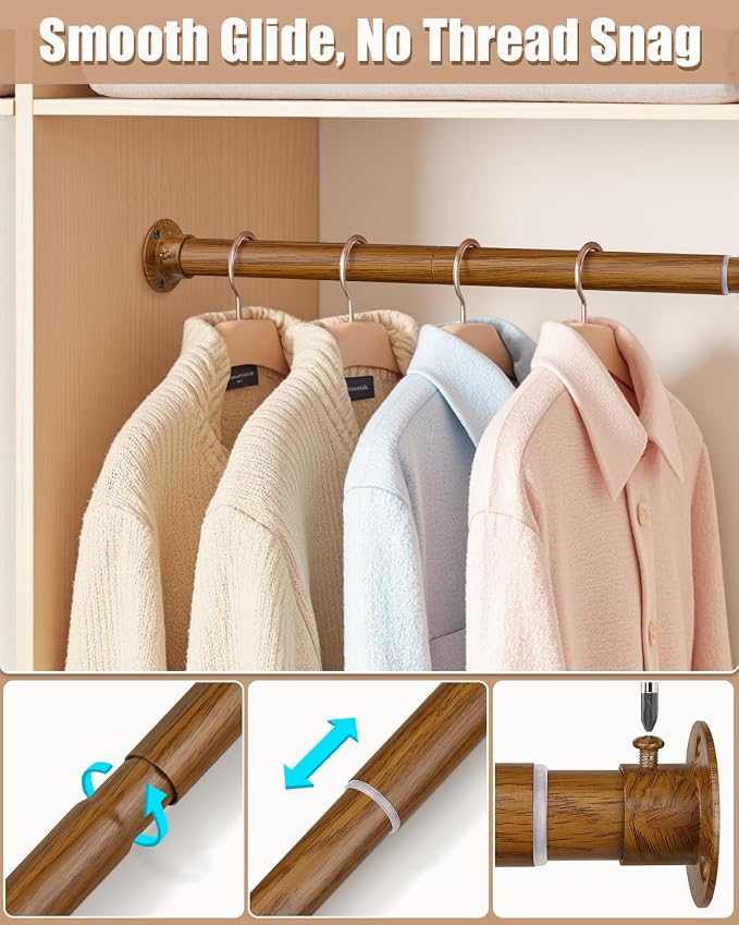 Closet Rods for Hanging Clothes, 17-52 Inch Heavy Duty and Stepless Adjustable - Image 5