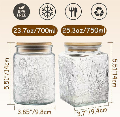 ANSQU Set of 2 Vintage Glass Storage Jars, Glass Food Storage Containers - Image 2