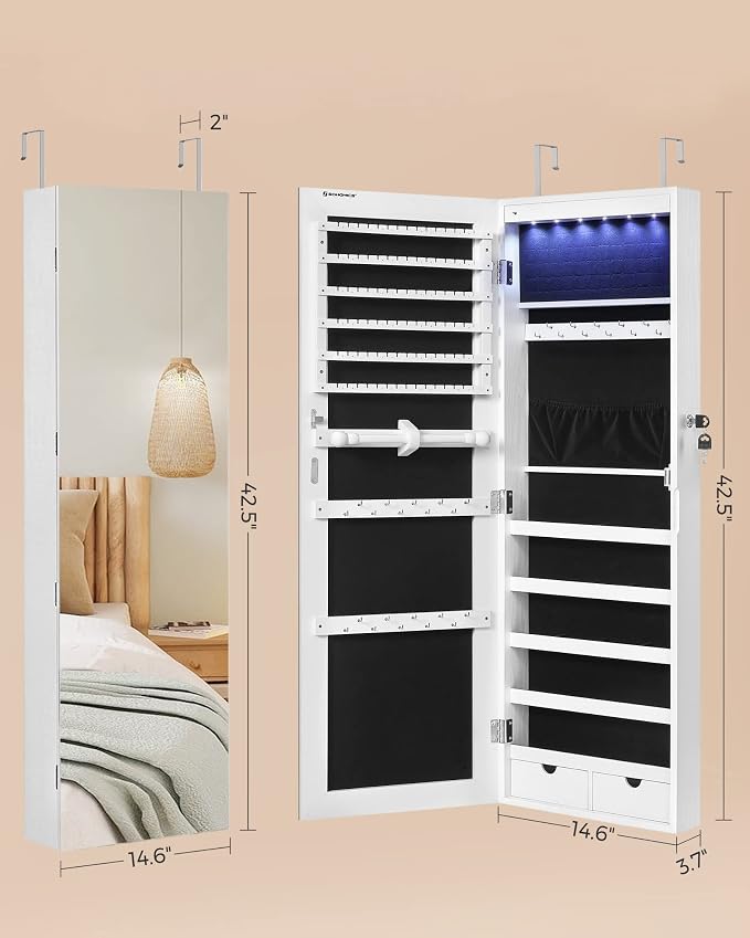 SONGMICS Hanging Jewelry Cabinet, Wall-Mounted Cabinet - Image 6