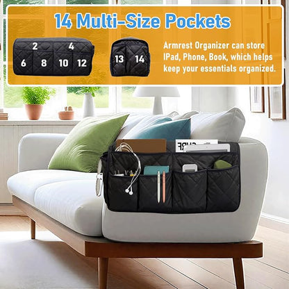 Armchair Caddy, Sofa Armrest Organizer, Non Slip Remote Control Holder - Image 3