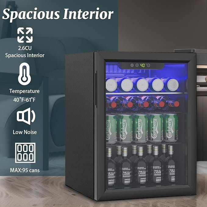2.6 Cu.Ft Mini Fridge for 95 Cans, Beverage Refrigerator - Image 5