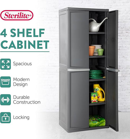 Sterilite 2-Pack 4 Shelf Cabinet, Lockable Utility Storage w/ Adjustable Shelves - Image 3