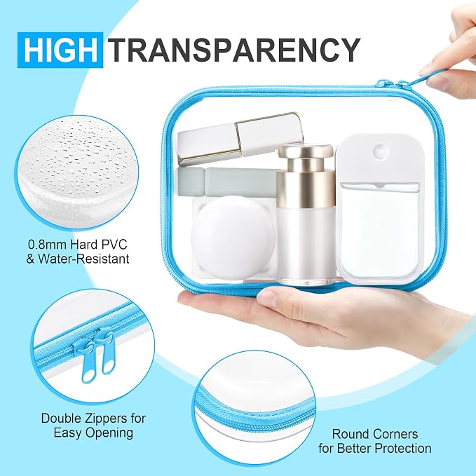 Sanwuta 6 Pcs Clear Hard Zipper Case Hard Plastic Zipper Pouches Transparent - Image 4