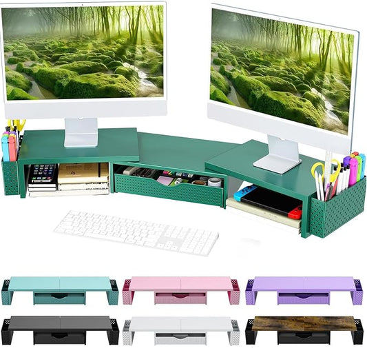 Spacrea Metal Desk Organizers and Accessories, Dual Monitor Stand Riser by Spacrea