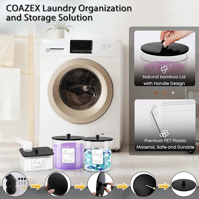 3 Pack Laundry Powder Container & Dryer Sheet Holder, Plastic Laundry Room - Image 4