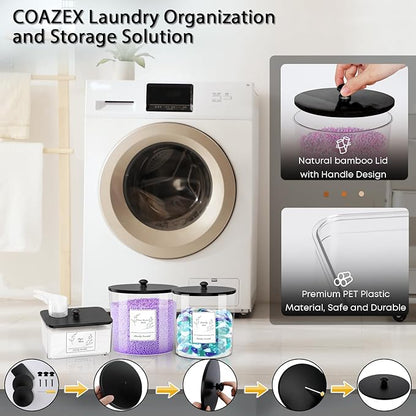 3 Pack Laundry Powder Container & Dryer Sheet Holder, Plastic Laundry Room - Image 4