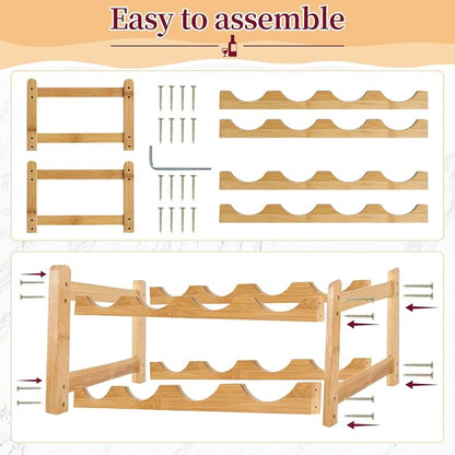2 Pack Wine Racks, 2-Tire Bamboo Wine Rack, Wine Rack - Image 5