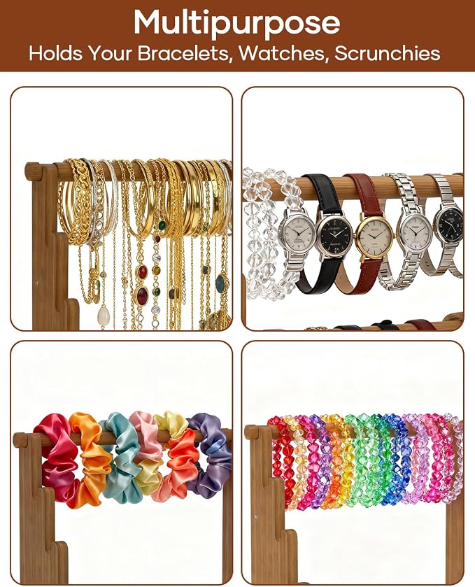 NEEKFOX Wooden Bracelet Holder, 4 Tier Jewelry Bracelet Display Stand, Bracelet - Image 5