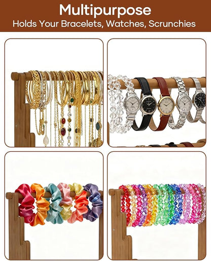 NEEKFOX Wooden Bracelet Holder, 4 Tier Jewelry Bracelet Display Stand, Bracelet - Image 5