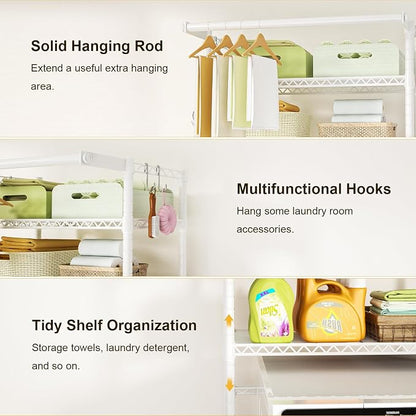 Ulif U11 Mini Over Washer and Dryer Shelves, 3 Tiers Laundry Room Storage and - Image 6