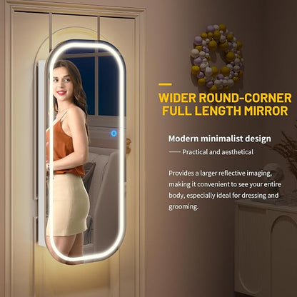 LVSOMT LED Mirror Jewelry Cabinet, Wall/Door Mount Jewelry Mirror Organizer - Image 8