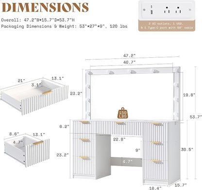 AMERLIFE 47.2" Fluted Vanity Desk - Image 3