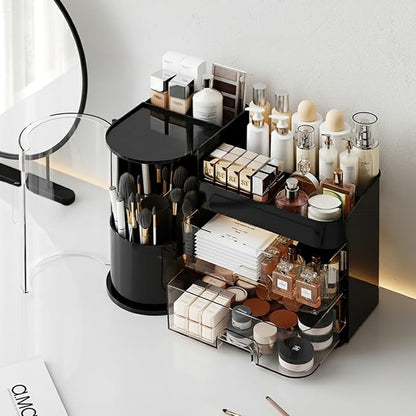 Makeup Organizer with Rotating Brush Holder Cosmetic Organizer with Drawers - Image 6