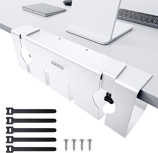 NODOCA No Drill Under Desk Cable Management Tray, Punch-Free Clamp on, Metal by NODOCA