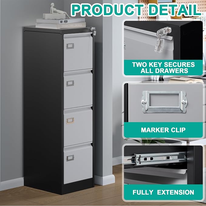 SISESOL 4 Drawer Vertical File Cabinet - Image 6