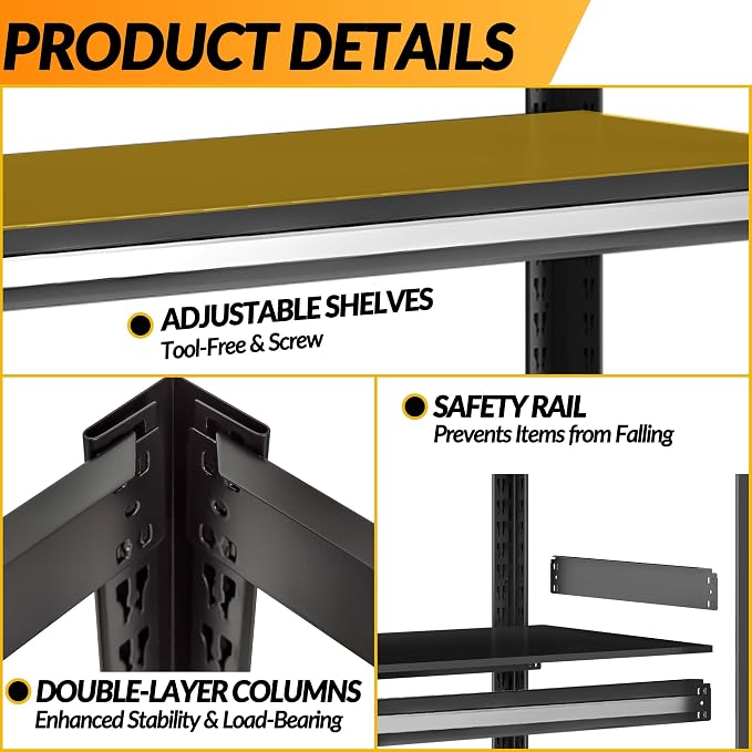 BESFUR 71" H Wider Garage Shelving, 3000LBS 5-Tier Storage Shelves, Heavy Duty - Image 6