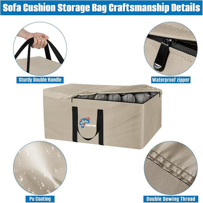 SIRUITON 69”L x 29.5”W x 21.6”H Outdoor Cushion Storage Bag, Patio Furniture - Image 3