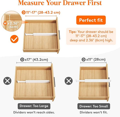 Lifewit 5 Pack Clothes Drawer Dividers 2.36" High, Plastic Expandable - Image 3
