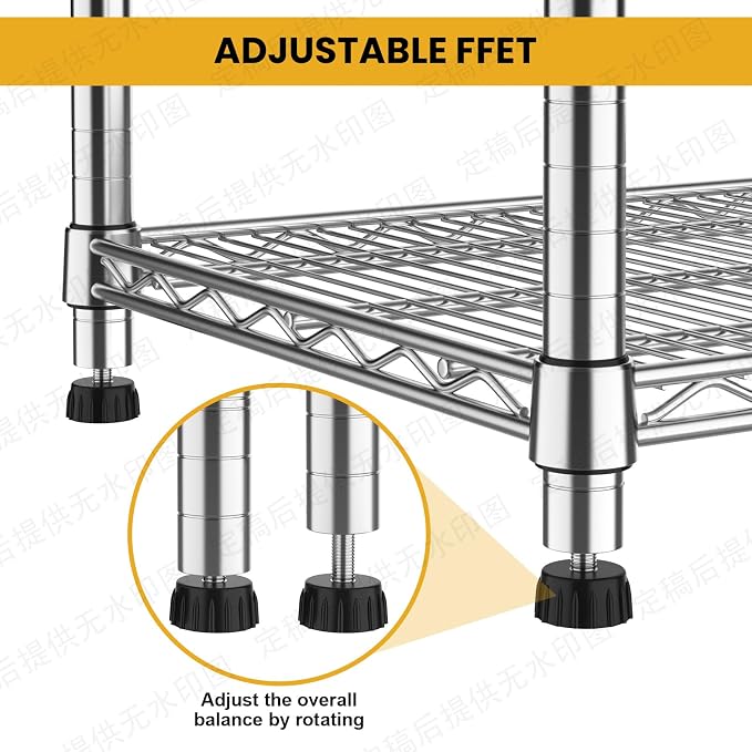 4- Shelf Storage Shelves Wire Shelving Unit Adjustable Metal Shelving Sturdy - Image 8