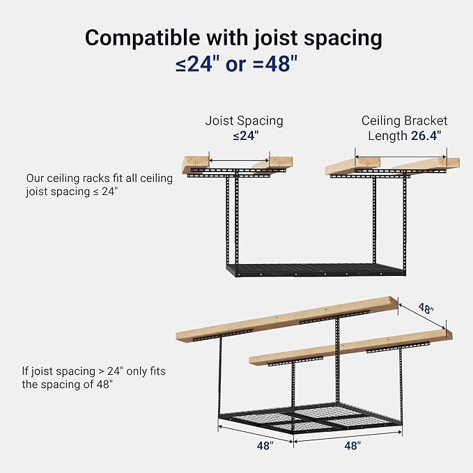 FLEXIMOUNTS 4x4 Overhead Garage Storage Rack, Adjustable Organization System - Image 2