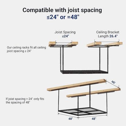 FLEXIMOUNTS 4x4 Overhead Garage Storage Rack, Adjustable Organization System - Image 2