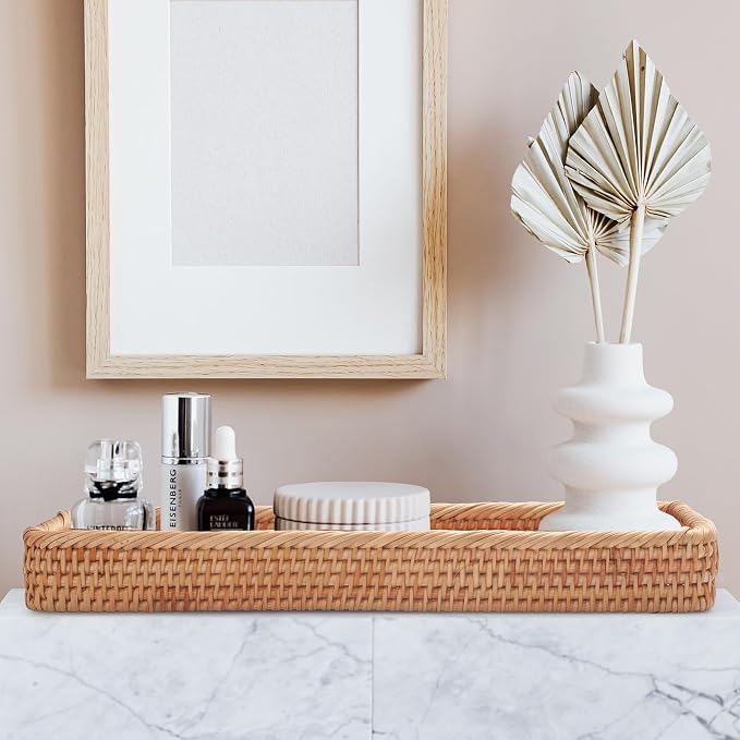 Rattan Bathroom Vanity Tray, Toilet Tank Basket Tray - Image 5