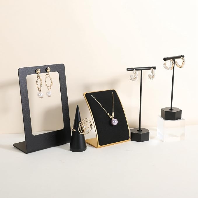 GemeShou Black Necklace display stand, Velvet Jewelry necklace display holder - Image 7