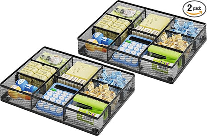 Marbrasse 2Pack Desk Drawer Organizer, Metal Mesh Drawer Organizer Tray by Marbrasse