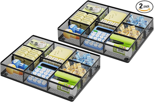 Marbrasse 2Pack Desk Drawer Organizer, Metal Mesh Drawer Organizer Tray by Marbrasse